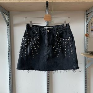 Topshop MOTO studded black denim skirt